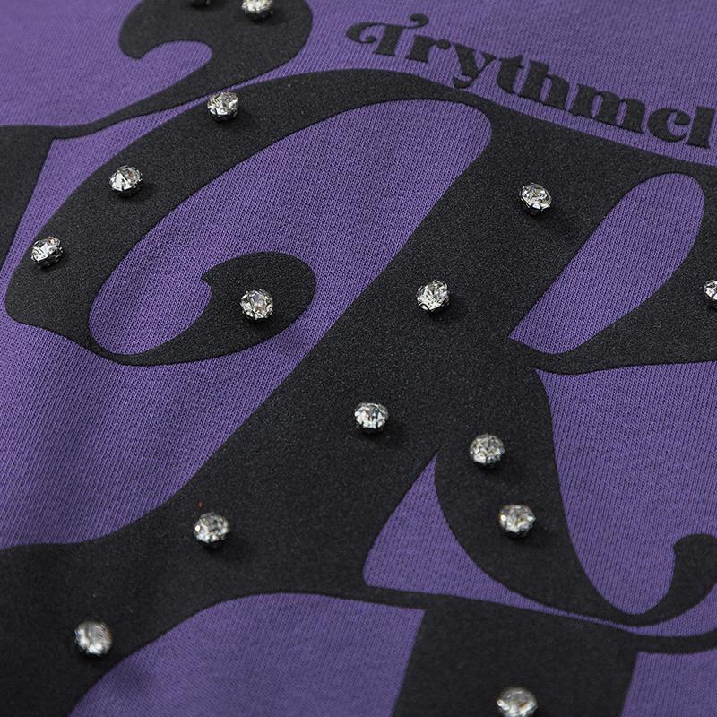 Loose Front Pocket Letter Print Hoodie