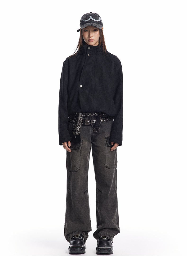 High-Collar Buttoned Jacket