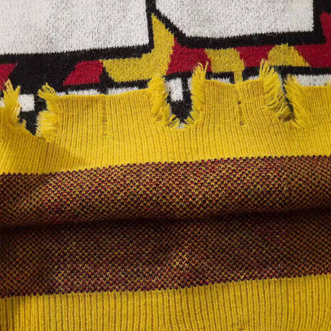 Y2K Distressed Flame Sweater