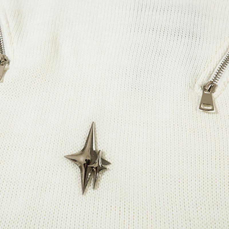 Oversized Spliced Zipper Sweater