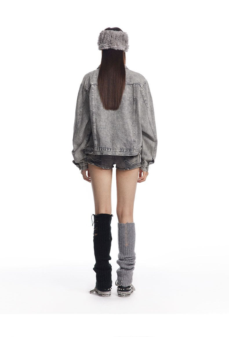 Y2K Spliced Denim Trucker Jacket