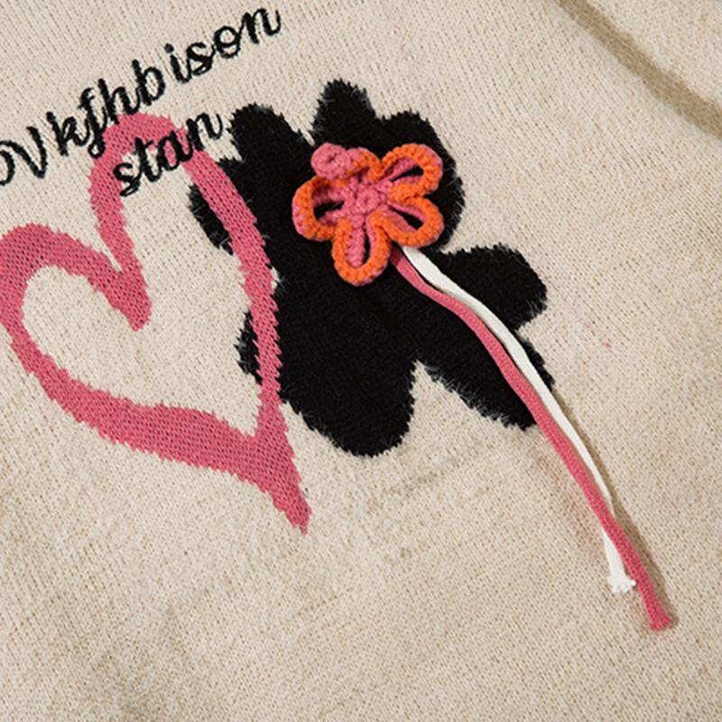 Heart Shaped Flower Sweater