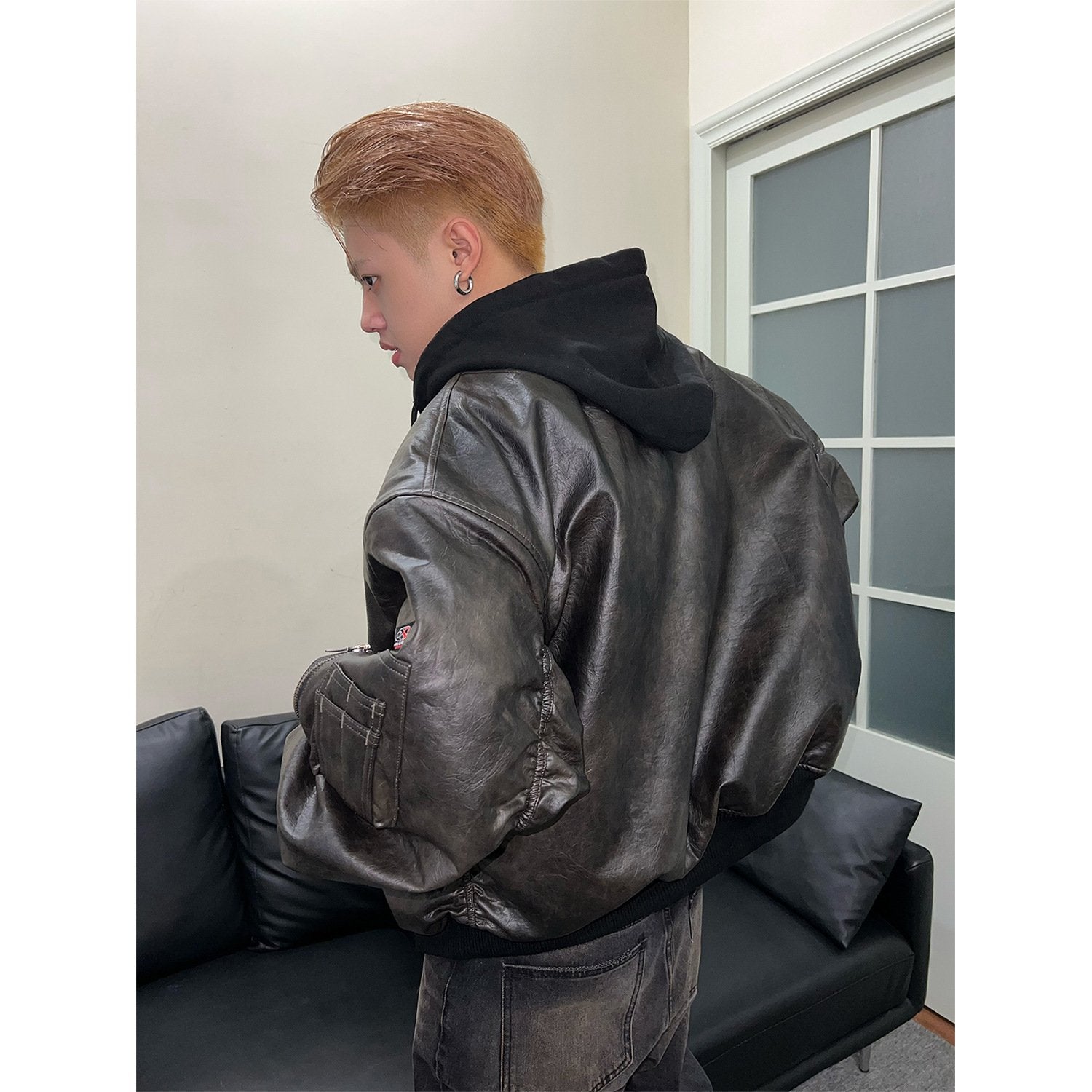 Oversized Loose PU Leather Jacket