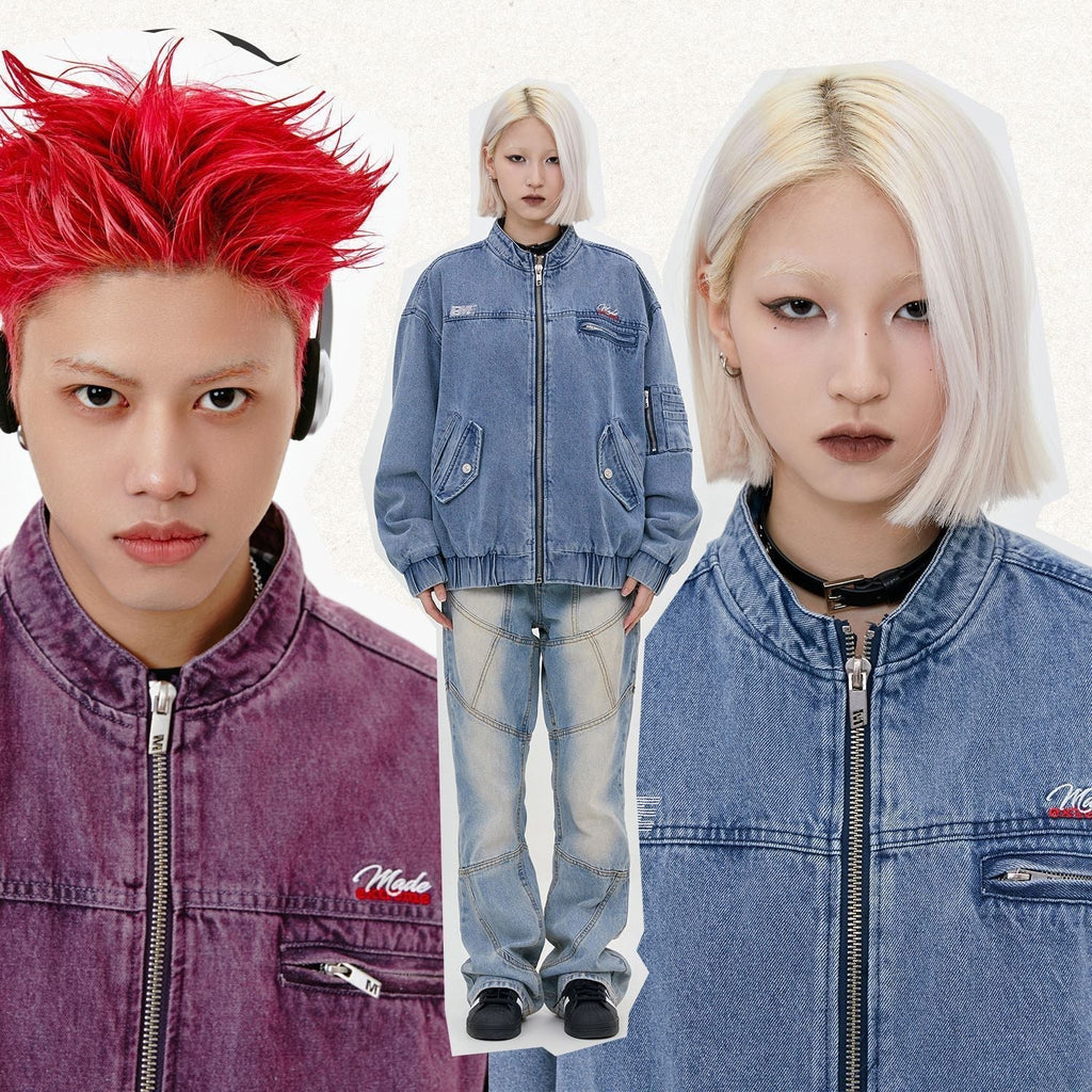 Y2k Washed Cowboy Zip-up Jacket