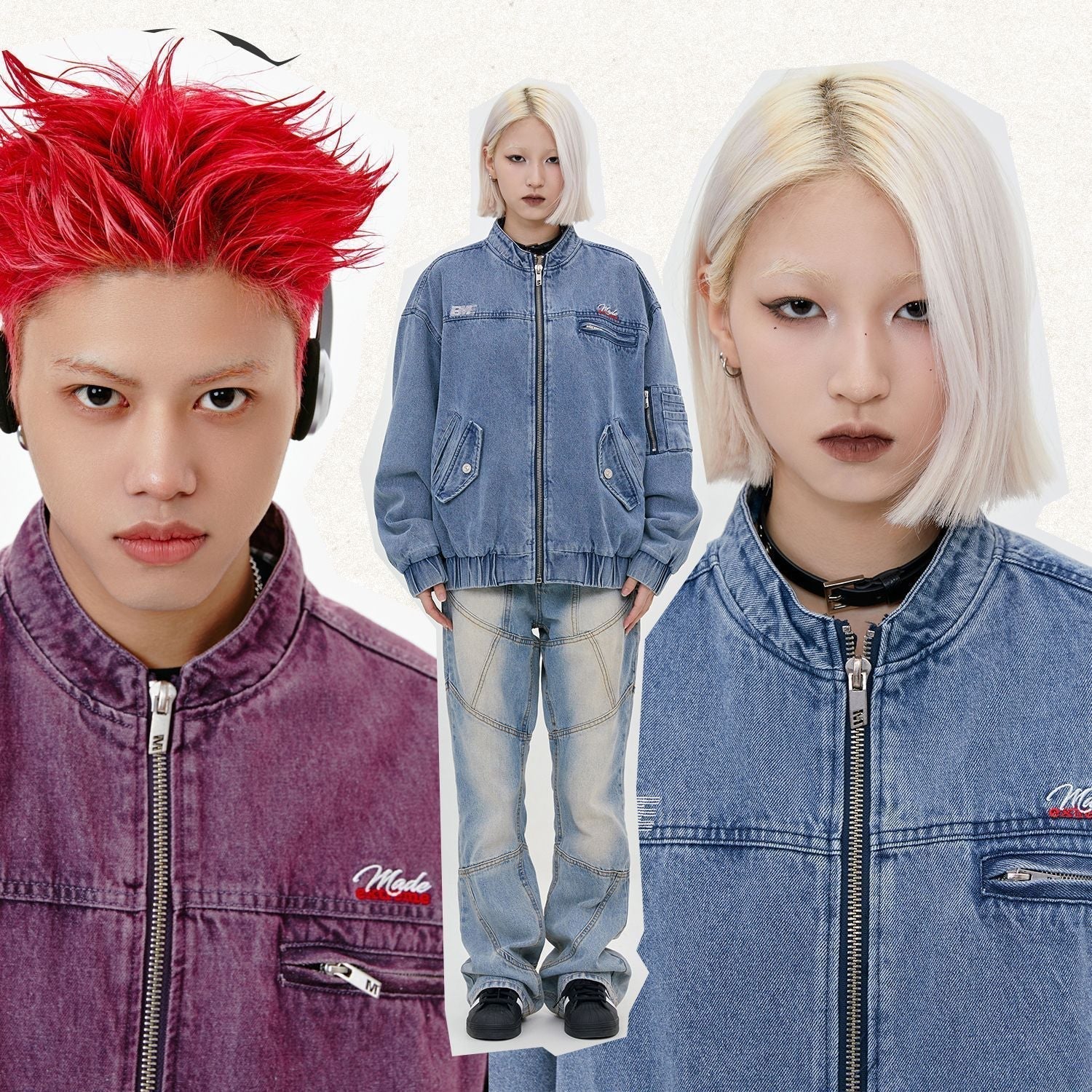 Y2k Washed Cowboy Zip-up Jacket