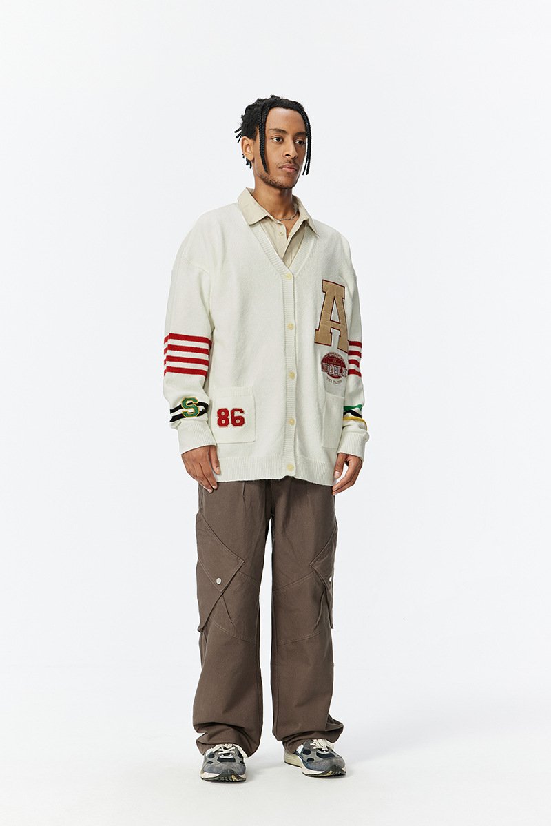 Fall Varsity Patch Cardigan Sweater