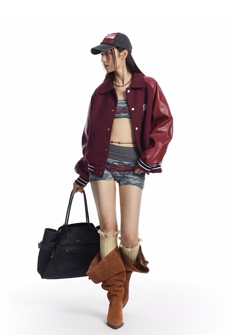 Leather-Sleeve Varsity Jacket