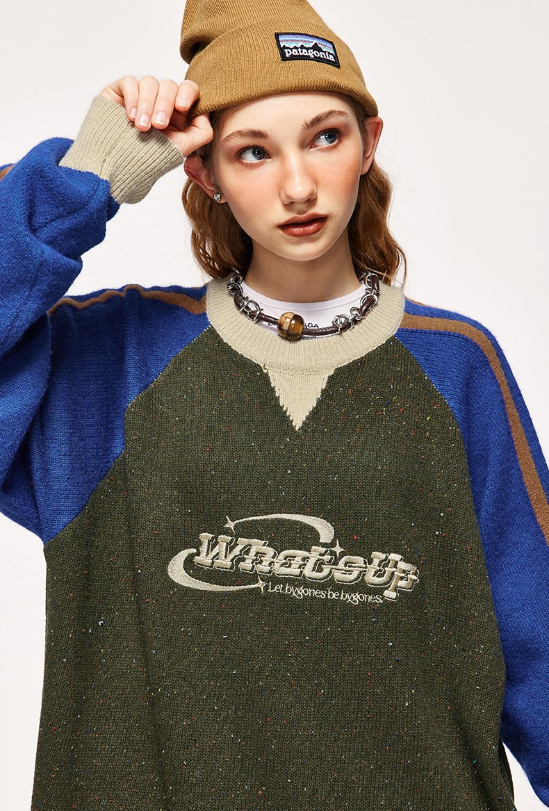 Vintage Stitching Color Dot Sweater