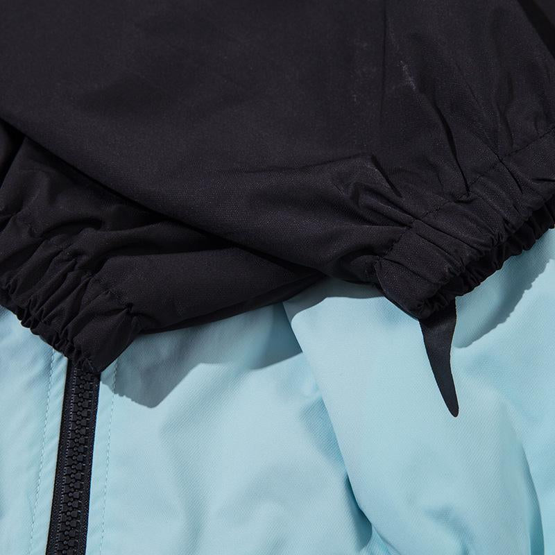 Retro Color Block Hooded Windbreaker Jacket