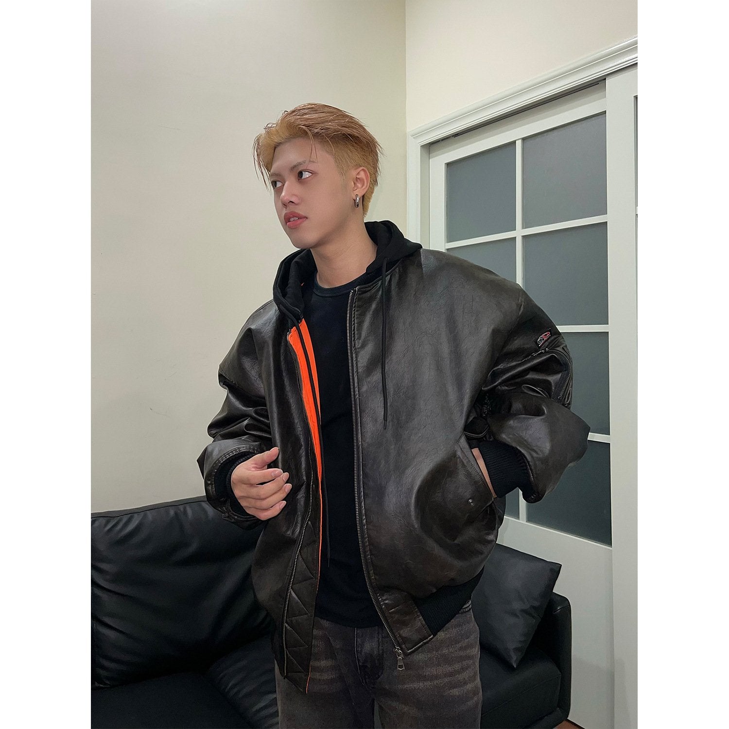 Oversized Loose PU Leather Jacket