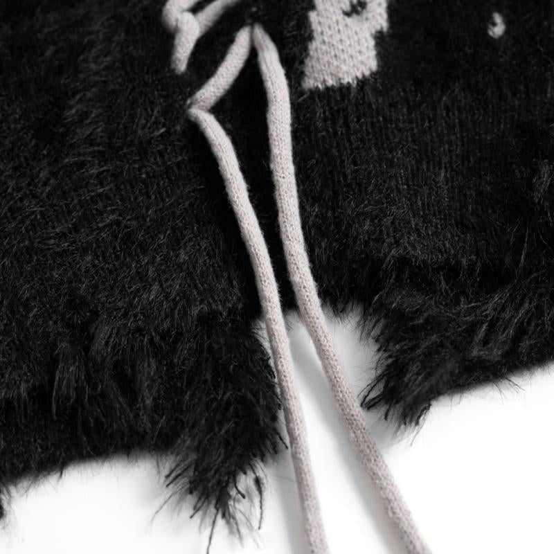 Stitched Turtleneck Black Sweater