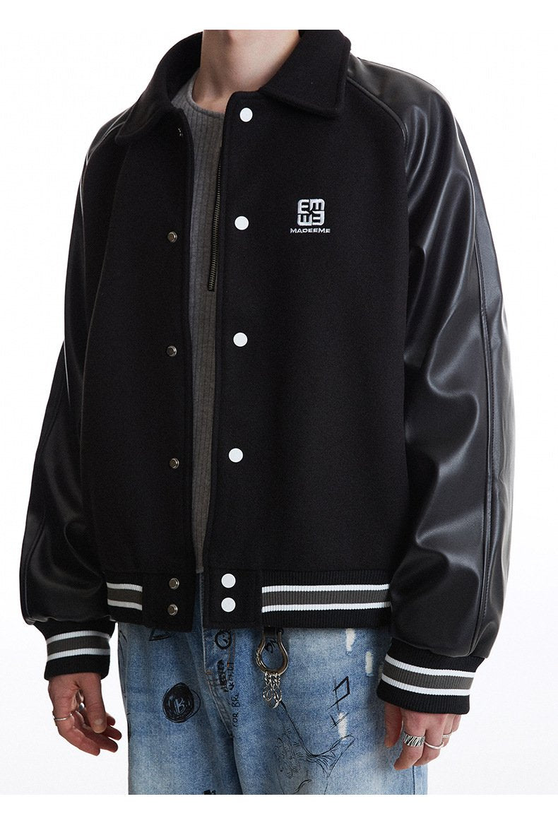 Leather-Sleeve Varsity Jacket