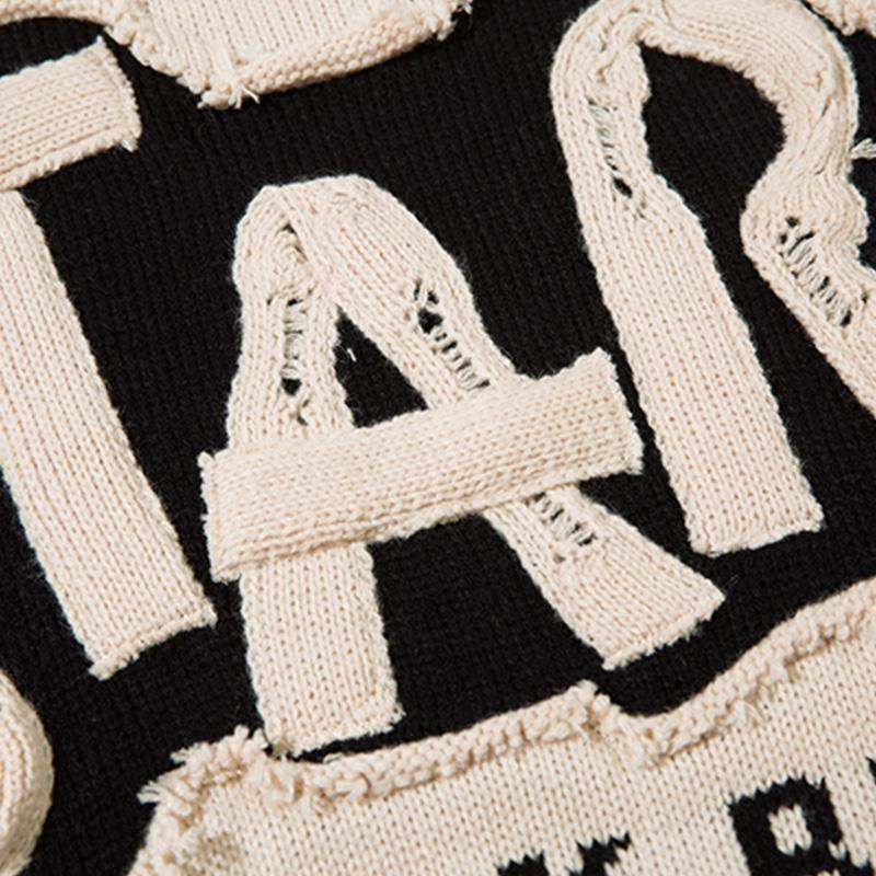 "Start" Letter Embroidered Sweater