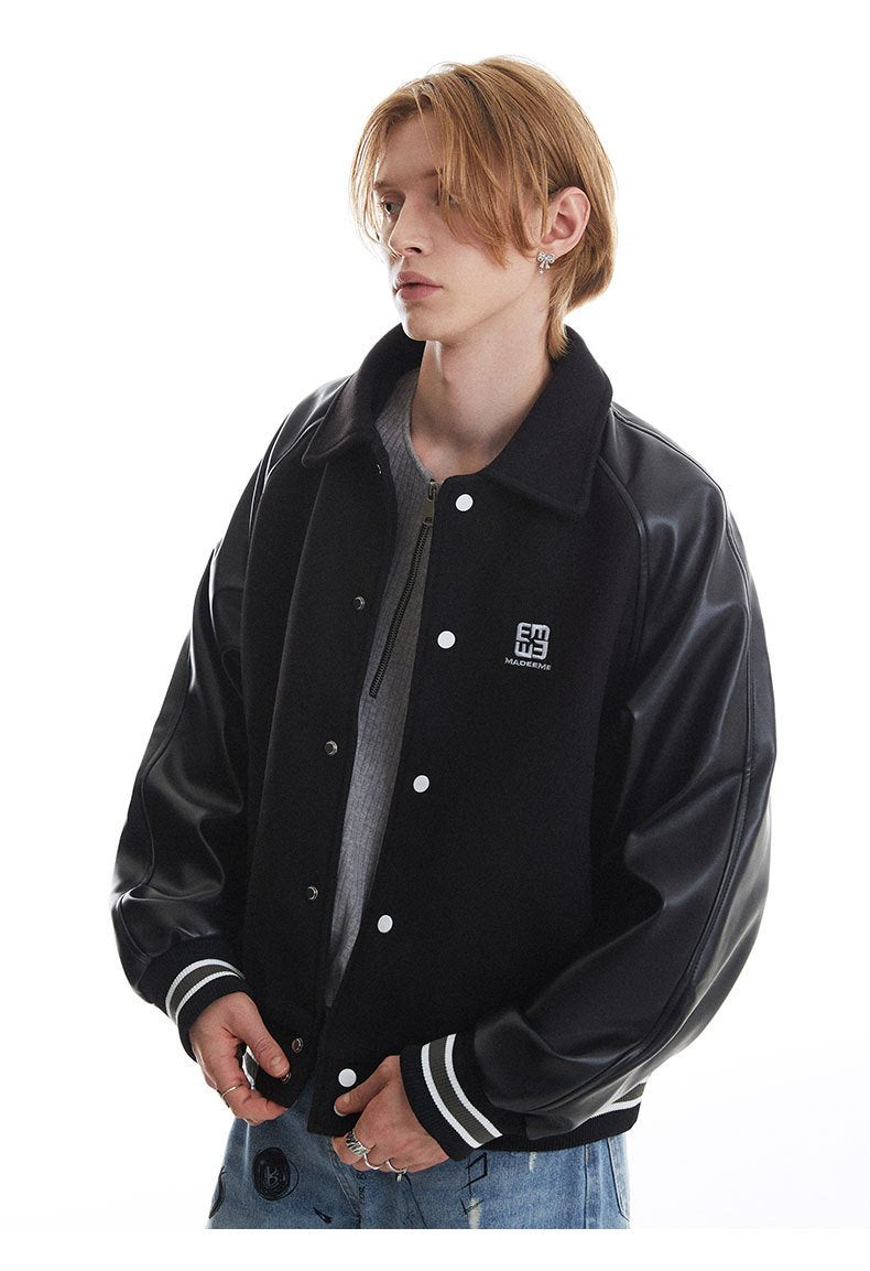 Leather-Sleeve Varsity Jacket