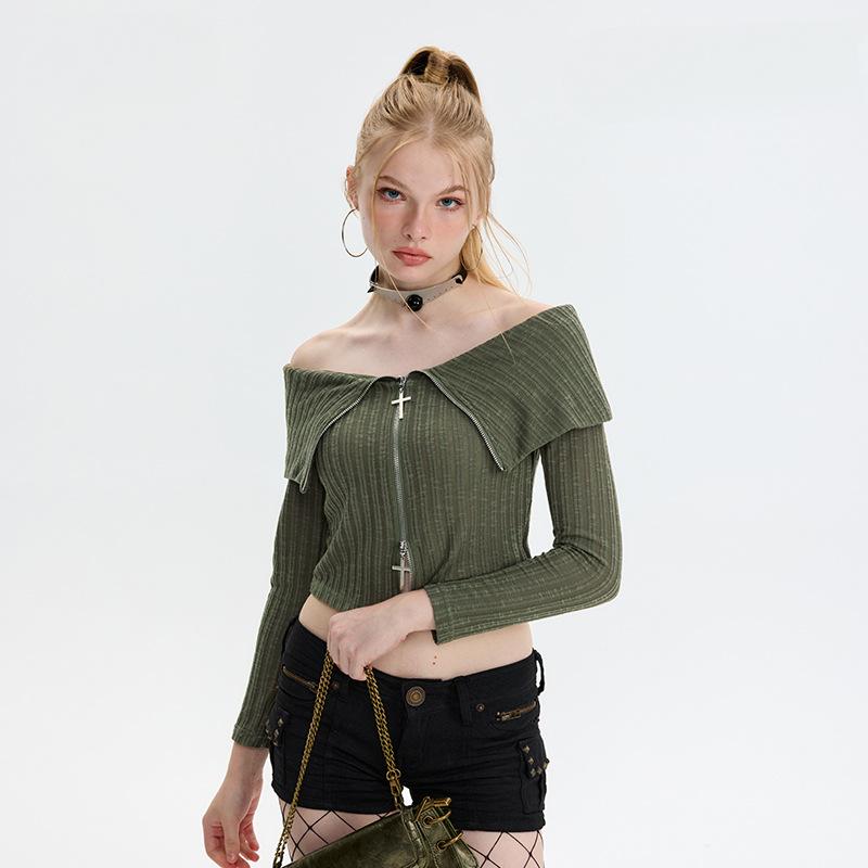 Women's Retro Zip-up Cardigan