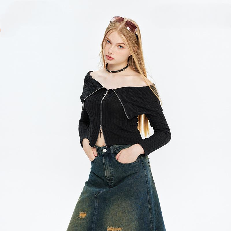 Women's Retro Zip-up Cardigan