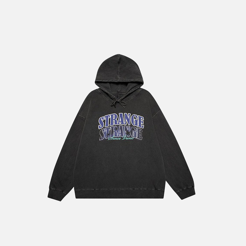 "Strange" Faded Letter Print Hoodie