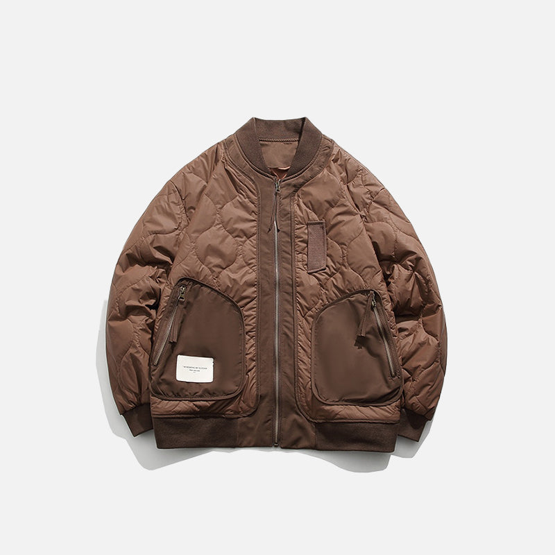 Retro Patched Zip-up Puffer Jacket